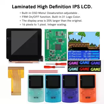 3,1 дюймовый ламинированный однослойный стеклянный экран Q5 GBC IPS экранное меню OSD дисплей с предварительной обрезкой оболочки для разных цветов GameBoy