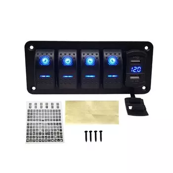 3/4/5 Gang ON Off Кулисный переключатель Панель с двумя USB-разъемами для зарядного устройства 4,2А Светодиодный цифровой вольтметр Панель светодиодного переключателя для автомобиля, морской лодки
