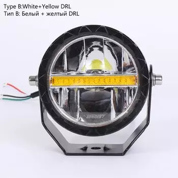 3,5 дюймов, бело-желтый с желтыми дневными ходовыми огнями, яркий свет, рабочая головка, противотуманная фара, для автомобиля, внедорожника, грузовика, квадроцикла, UTV 12-48 в