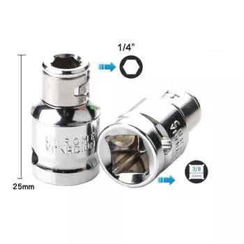 3/8 1/2 to 3/8 1/4 Adapter Socket Square Wrench End To Hex Screwdriver End Conversion Adaptor Tool Connection Head