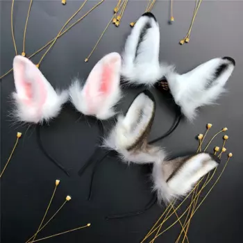 3 цвета ручной работы, розовый, белый, серый заячьи кроличьи уши, карнавальный костюм, обруч для волос, головной убор, повязка на голову для девочек и женщин