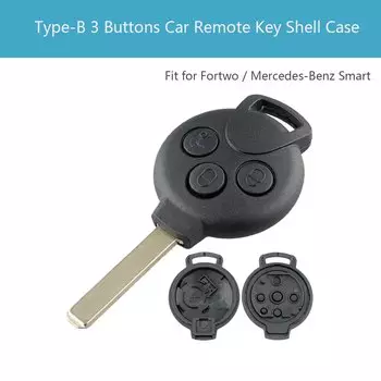 3-кнопочный брелок для автомобильного ключа с необрезанным пустым лезвием, чехол для дистанционного ключа, подходит для Mercedes-Benz Smart Fortwo 450 451 2007-2013