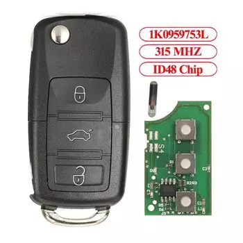3-кнопочный дистанционный ключ Jingyuqin 315 МГц ID48 для VW Golf 4 5 6 Jetta Passat CC Tiguan Polo Beetle Touran 1J0959753DJ 1K0959753L
