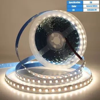 3 мм, 5 мм, 8 мм, светодиодные ленты 5 В SMD 2835, 120 светодиодов/м, белые, теплые, натуральные, гибкие, световые ленты, полосы для фонового освещения телевизора, 1-5 м