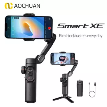3-осевой шарнирный стабилизатор AOCHUAN Smart XE, складная селфи-Палка с управлением через приложение, Ручной Стабилизатор для сотового телефона, смартфона, мобильного телефона