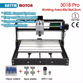 3 оси 3018 pro GRBL CNC мини лазерный гравировальный станок 30x18x4,5 см и ER11 Цанга для пластика, дерева, акрила, ПВХ, печатной платы