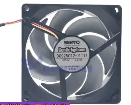 3-проводной Вентилятор охлаждения сервера Nidec D0925C12-01114 DC 12V 0.078A 90x90x25 мм