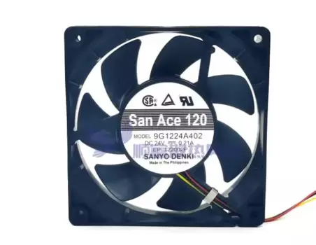 3-проводной вентилятор для охлаждения сервера Sanyo Denki 9G1224A402 DC 24V 0.21A 120x120x38 мм