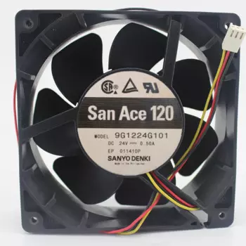 3-проводной вентилятор для охлаждения сервера Sanyo Denki 9G1224G101 DC 24V 0.5A 120x120x38 мм