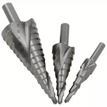 3 шт. 4-12 4-20 4-32 мм HSS титановое высокоскоростное спиральное Рифленое шаговое сверло