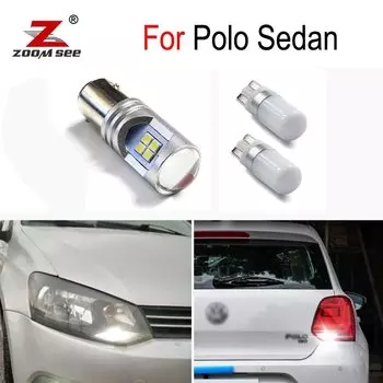 3 шт., без ошибок Canbus, Белый светодиодный резервная лампочка + парковочный светильник для VW Polo Sedan 2011 2012 2013 2014 2015