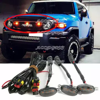3 шт. для Toyota FJ Cruiser 2007-2020 Raptor Style светодиодная дымчато-черная решетка, декор с проволочной скоростью