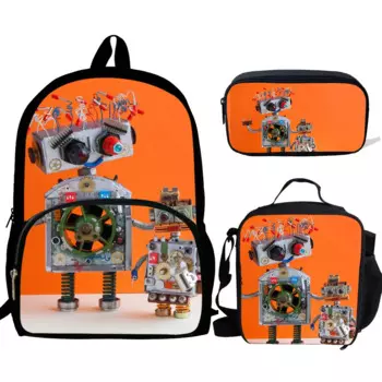 3 шт./компл., школьные ранцы с принтом, креативные городские рюкзаки с дистанционным управлением и роботом, Детский рюкзак для мальчиков, школьная сумка, студенческий рюкзак