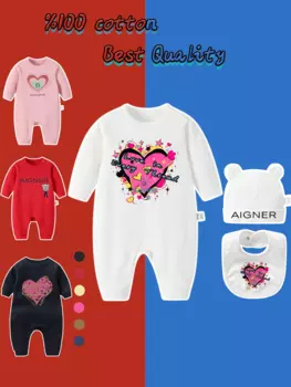 3 шт./комплект, детский хлопковый комбинезон с длинным рукавом и принтом