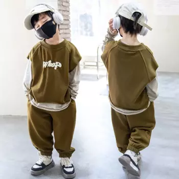 3 шт./комплект, детский хлопковый костюм с жилетом и брюками