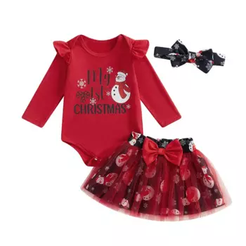 3 шт./комплект, Детский комбинезон с длинным рукавом, юбкой и бантом