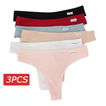 3 шт./комплект, женские хлопковые трусы-стринги с V-образной талией