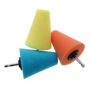 3 шт. коническая губка для полировки, полировальный конус с хвостовиком 6,35 мм для ухода за ступицей колеса автомобиля, полировальная пенопластовая подушечка для металла