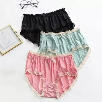 3 шт./лот эластичное дышащее женское нижнее белье с оборками, большие размеры 4XL 5XL, мягкие тонкие шелковистые женские трусики из молочного шелка