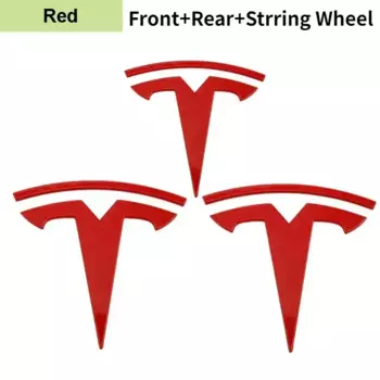 3 шт., металлическая эмблема на переднюю крышку капота автомобиля, задний багажник, наклейки на рулевое колесо для Tesla Model 3, режим Y, автомобильный значок, наклейка, аксессуары