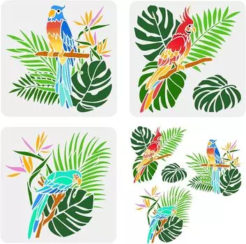 3 шт. трафареты для рисования попугаев Beebeecraft пластик