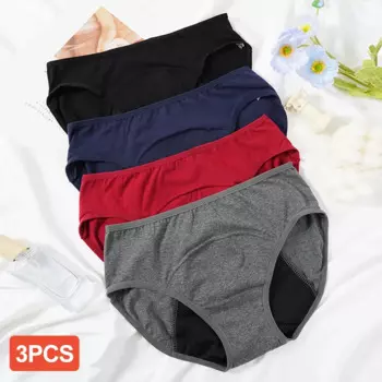 3 шт., женские хлопковые трусы для менструации
