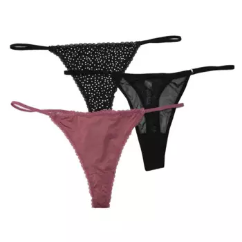 3 шт., женские прозрачные сетчатые трусики-стринги