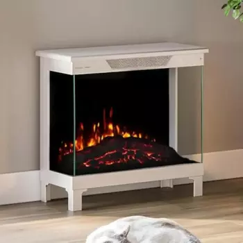 3-сторонний электрический камин, обогреватель, светодиодный Wi-Fi, Alexa Google, пульт дистанционного управления, умное управление, яркое современное пламя, таймер автоматического отключения