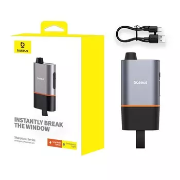 3 в 1 автомобильный молоток безопасности Baseus, Разрушитель для окон и стекла, инструмент для аварийного выхода ремня безопасности с зеркальным освещением