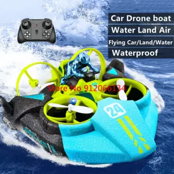 3 в 1 Радиоуправляемый Дрон Hovercraft Воздушный полет/Земля/вода Вождение Квадрокоптер самолет машина лодка дистанционное управление самолет для мальчиков детские подарочные игрушки