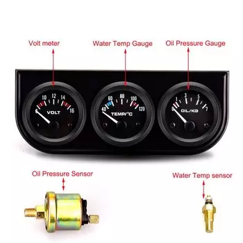 3 в 1, Вольтметр + термометр для воды + Масляный Пресс