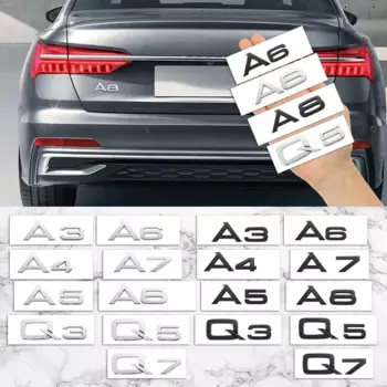 3D буквы и цифры, эмблема хром, глянцевый черный для Audi A3 A7 A5 A6 A8 Q7 A4 Q2 Q3 Q5, крышка багажника автомобиля, табличка с именем, логотип, наклейка