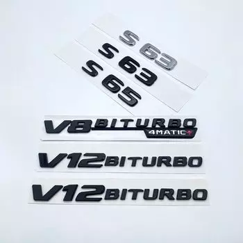 3d-буквы S63 S65 V12 Biturbo V8Biturbo 4matic + эмблема АБС для Mercedes Benz W222 W223 наклейка с логотипом автомобильного крыла багажника