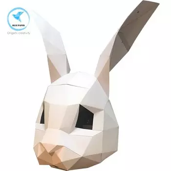 3D бумажная маска кролик розовый