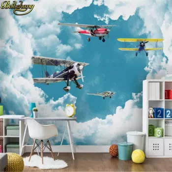 3d Фотофон для студийной фотосъемки 3D 3d стерео синие облака художественное видение гостиная настенная живопись фрески