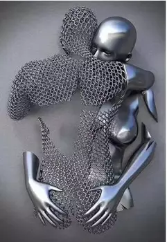 3D картина сердце серый холст HALFLEMART