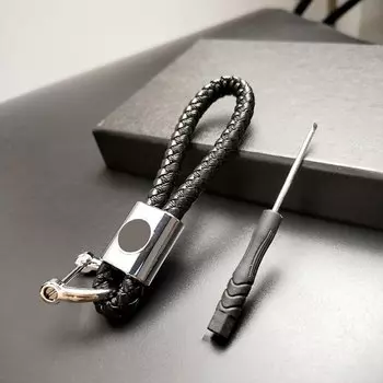 3D металлический кожаный плетеный веревочный брелок для ключей, кольца для ключей, коммерческие операции для Skoda, Mitsubishi, Hyundai