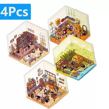 3D наклейка "Черный кот домик"