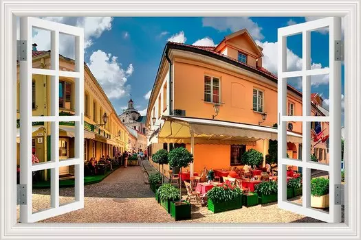 3D Наклейка на стену AsenArt Европейский город