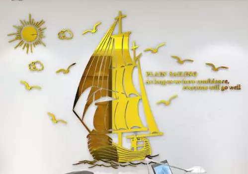 3D наклейки на стену "Креативная парусиновая лодка" Colorful Life