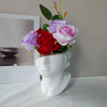 3D полулицевая форма для вазы Дэвида, головка цветочного горшка, силиконовая форма для свечей, ремесленный художник, гуманоидная штукатурка, форма