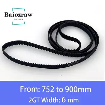 3D Printer Parts GT2 6mm Closed Loop Rubber Timing Belt 752 760 782 784 800 810 840 848 850 852 860 900mm 2GT 1pcs