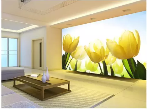 3d стереоскопические обои, комнатные обои, фон для телевизора, Желтые тюльпаны, цветы, настенные 3d обои, роспись, фотографии
