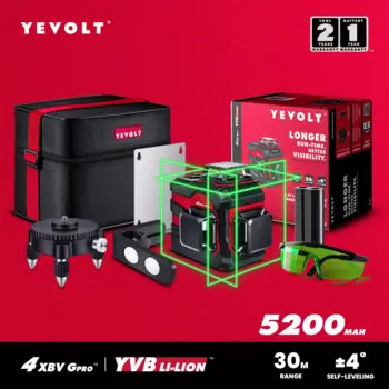3d-уровень лазерный YEVOLT YVGLL4XS12B2PRO, 12 линий, 360 °