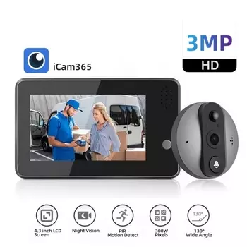 3MP iCam365 2,4G Wi-Fi беспроводной дверной звонок глазок охранная защита цифровые дверные глазки видеоглаз поддержка записи 20/60 с