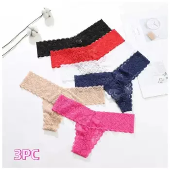 3P сексуальные стринги большого размера с низкой талией, трусики танга для женщин, кружевные стринги с вырезами, искушение, трусы из чистого хлопка с Т-образной спинкой