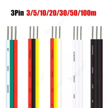 3-контактный кабель для светодиодной ленты 22 20 18AWG, светодиодный удлинитель, гибкий электрический провод 12 В для WS2812B WS2811, светодиодные ленты Dream Color