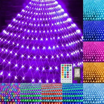 3X2M 224 светодиодные сетчатые фонари RGB для улицы, рождественские светодиодные сетчатые фонари, меняющие цвет, рождественский сетчатый светильник, водонепроницаемый светильник для елки