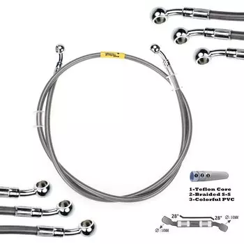 400-2400 мм тормозной шланг гидравлический кабель DOT 10 мм 28 ° Банджо для Suzuki Kawasaki Yamaha Pipe Line Плетеный масляный шланг 340 2300