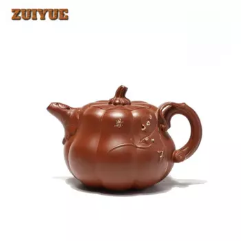 400 мл старинные фиолетовые глиняные чайники Исин, горшок ручной работы с тыквой, необработанная руда, фиолетовый красный грязевой чайник с заварочным устройством, чайный сервиз Zisha, предметы для чая